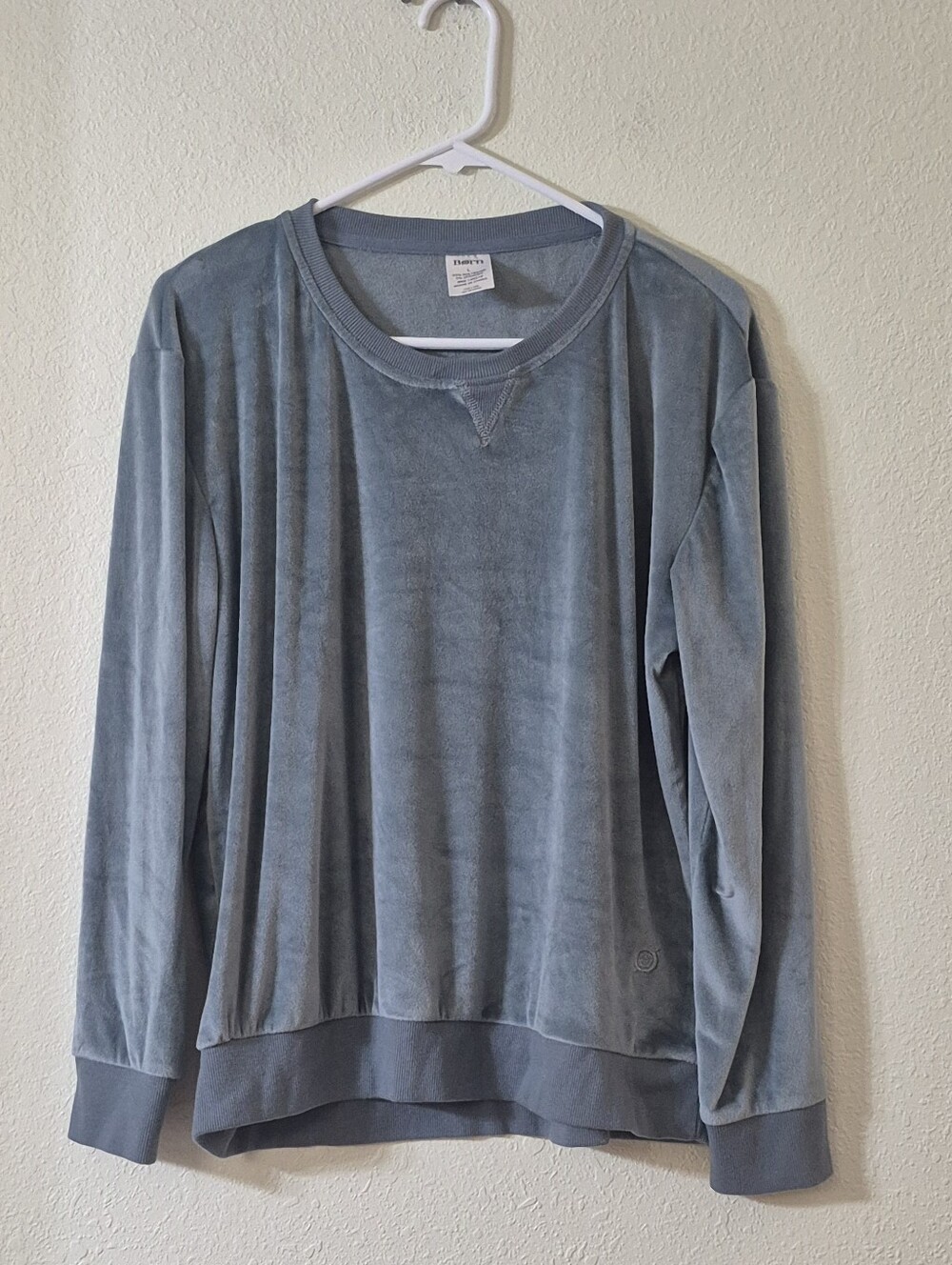 Born Light Blue Velour Crewneck Sweater